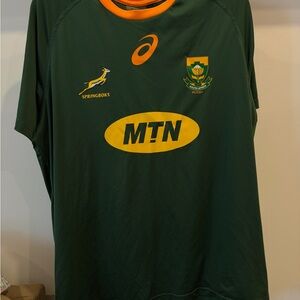 Asics Green and Yellow South Africa Rugby Jersey with MTN Logo